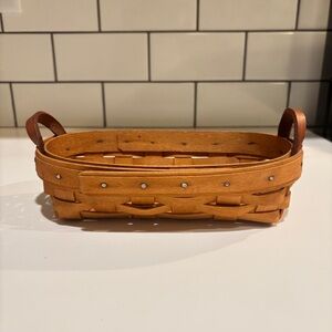 Vintage Longaberger Mini Basket with Leather Handles (Signed)